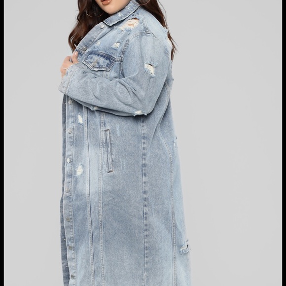 Plus Size Long Denim Jacket Rag & Muffin - Picture 3 of 7